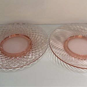 Pink Depression Glass Dinner Plates set of 2